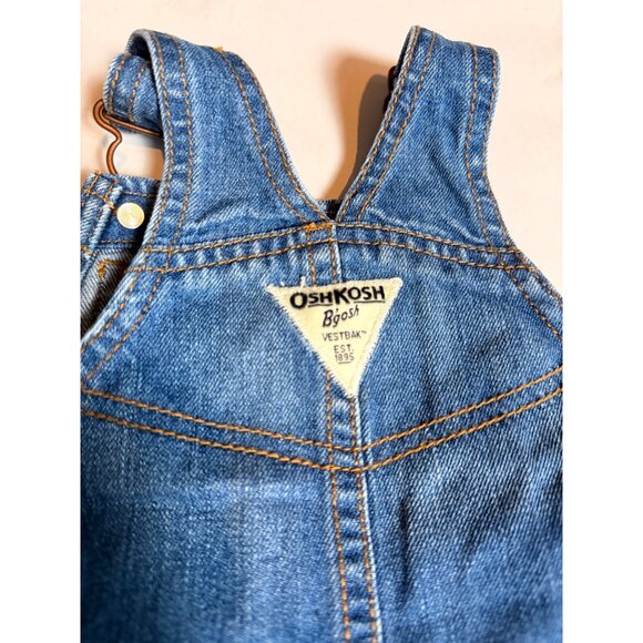 Oshkosh Bgosh Baby Denim Overall Dress 18M With Bow Detail - Picture 7 of 11